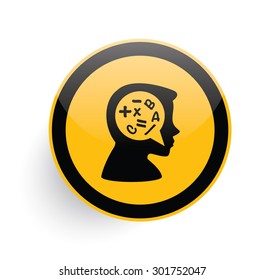 Brainstorm icon design on yellow button background,clean vector