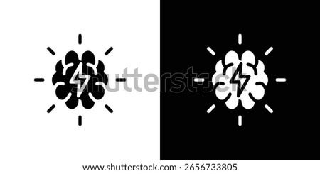 Brainstorm icon in flat black solid vector set
