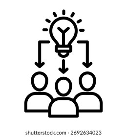 Ilustración vectorial de diseño de línea de iconos de lluvia de ideas