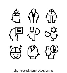 Brainstorm-Symbol oder Logo einzeln auf Zeichen, Vektorgrafik - Kollektion von hochwertigen, schwarzen Vektorsymbol
