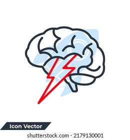 ilustración vectorial del icono de lluvia de ideas. Plantilla de símbolo Brain With Thunder para colección de diseño gráfico y web
