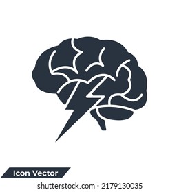 brainstorm icon logo vector illustration. Brain With Thunder symbol template for graphic and web design collection
