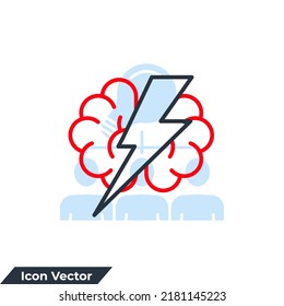 brainstorm icon logo vector illustration. Brain With Thunder symbol template for graphic and web design collection