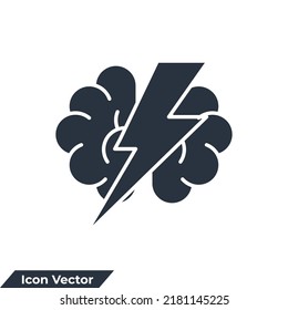 brainstorm icon logo vector illustration. Brain With Thunder symbol template for graphic and web design collection
