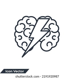brainstorm icon logo vector illustration. Brain With Thunder symbol template for graphic and web design collection