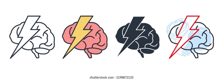 ilustración vectorial del icono de lluvia de ideas. Plantilla de símbolo Brain With Thunder para colección de diseño gráfico y web