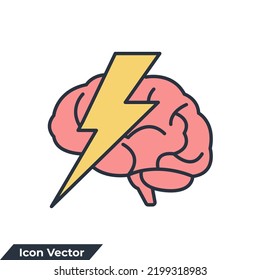 ilustración vectorial del icono de lluvia de ideas. Plantilla de símbolo Brain With Thunder para colección de diseño gráfico y web