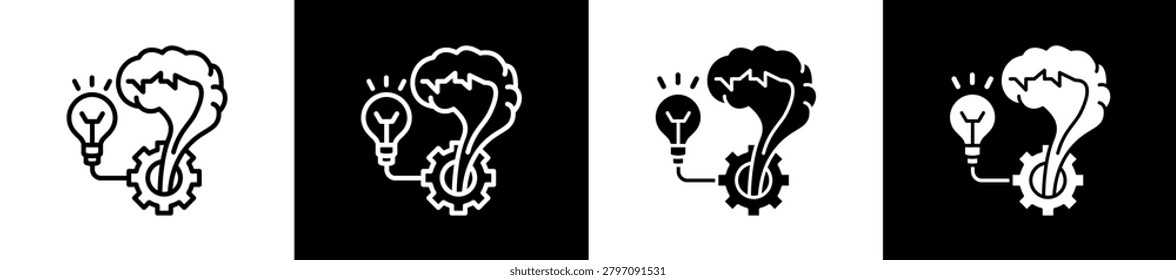 Brainstorm Icon In Outline And Glyph Styles With Black And White Variations