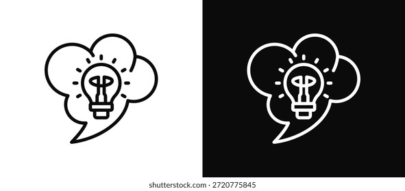Conjunto de iconos de lluvia de ideas en blanco y negro