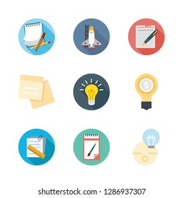 brainstorm icon set. vector set about notes, note, idea and startup icons set.
