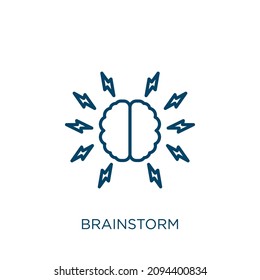brainstorm icon. Thin linear brainstorm outline icon isolated on white background. Line vector brainstorm sign, symbol for web and mobile