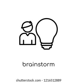 brainstorm icon. Trendy modern flat linear vector brainstorm icon on white background from thin line collection, outline vector illustration