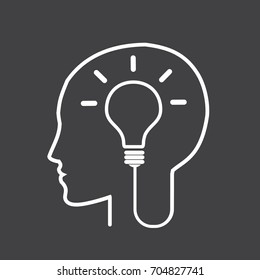 Brainstorm idea. Human heads with Bulb symbol Business