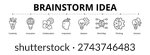 Brainstorm Idea Line Banner Web Icon Set Vector Illustration