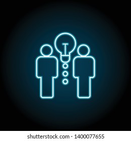 brainstorm, idea neon icon. Simple thin line, outline vector of Business global icons for UI and UX, website or mobile application on dark blue gradient background