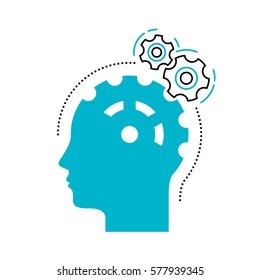 Brainstorm illustration. Thinking process and brain activity concept. Flat design.