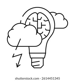 brainstorm light bulb line icon vector. brainstorm light bulb sign. isolated contour symbol black illustration