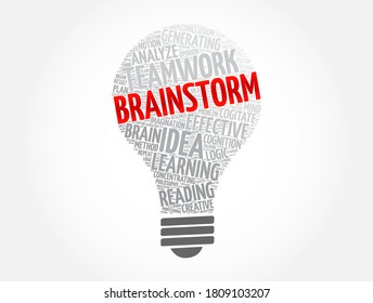 Brainstorm light bulb word cloud collage, concept background