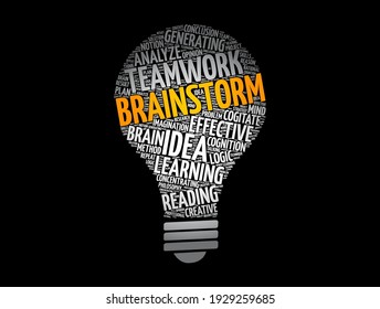 Brainstorm light bulb word cloud collage, concept background