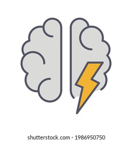 Brainstorm Line Icon.  Lightning in brain innovation logo. Vector Illustration EPS10