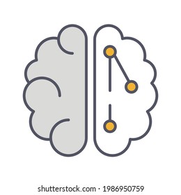 Icono de la línea de lluvia de ideas.  Logo de Lightning en innovación cerebral. EPS10 de ilustración vectorial