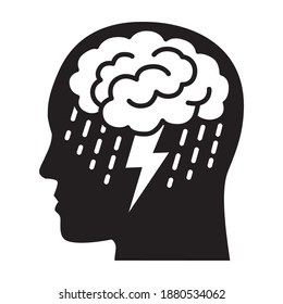 Brainstorm or mental illness disorder flat vector icon for mental health apps and websites