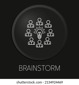  Brainstorm minimal vector line icon on 3D button isolated on black background. Premium Vector.
