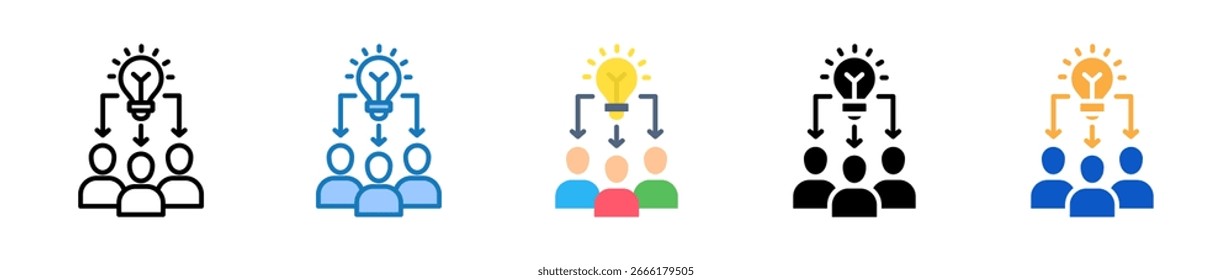Brainstorm múltiples iconos de estilo establecen la Ilustración vectorial de diseño.