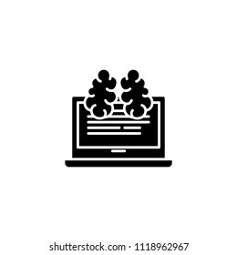 Brainstorm online black icon concept. Brainstorm online flat  vector symbol, sign, illustration.