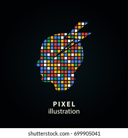 Brainstorm - pixel icon. Vector Illustration. Design logo element. Isolated on black background. It is easy to change to any color.