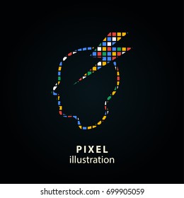 Brainstorm - pixel icon. Vector Illustration. Design logo element. Isolated on black background. It is easy to change to any color.