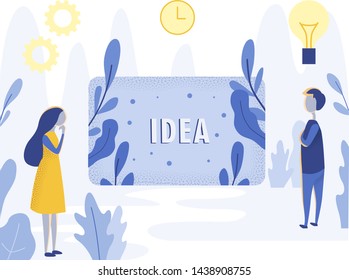 Brainstorm process. Business flat design concept scene