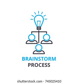 Brainstorm process concept , outline icon, linear sign, thin line pictogram, logo, flat vector, illustration