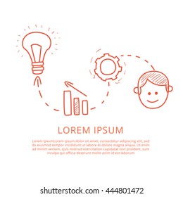 Brainstorm Process Funny Hand Drawn Illustration