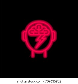 Brainstorm red glowing neon ui ux icon. Glowing sign logo vector