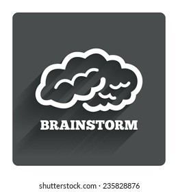 Brainstorm sign icon. Human think intelligent smart mind. Gray flat square button with shadow. Modern UI website navigation. Vector