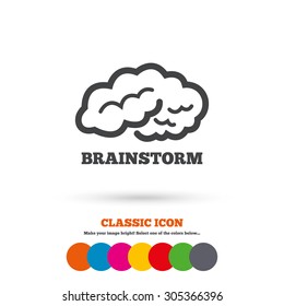 Brainstorm sign icon. Human think intelligent smart mind. Classic flat icon. Colored circles. Vector