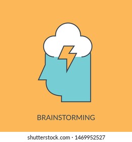 Brainstorm, startup icon Concept. Flat thin line designed vector illustration