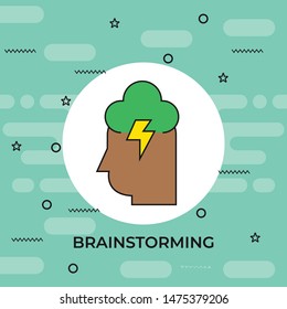 Brainstorm, startup icon Concept. Flat thin line designed vector illustration