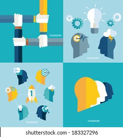 Brainstorm. Startup. Teamwork concept. Vector.   Brainstorming. Concept teamwork. Vector.