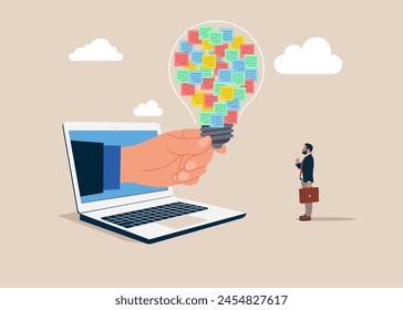 Brainstorm with sticky notes. Ideation, brainstorming to gather new idea. Vector illustration.