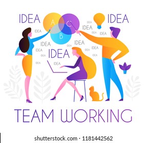 Brainstorm. Team Working. Creating Idea. Man and Woman. Vector illustration