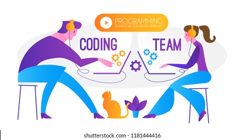 Brainstorm. Team Working. Creating Idea. Man and Woman. Vector illustration