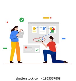 Brainstorm teamwork and look for startup business ideas Vector Illustration