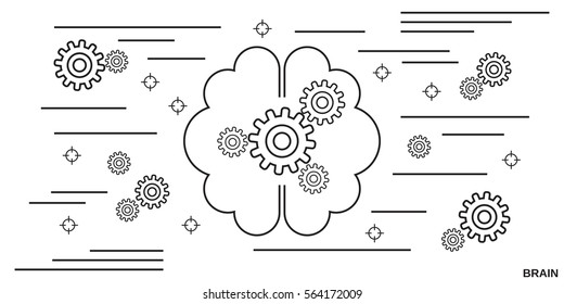 Brainstorm thin line art style vector illustration
