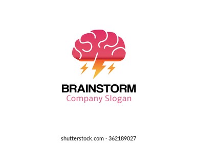 Brainstorm Thunder bolt Logo Vector Symbol Icon Design Illustration