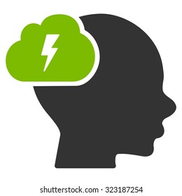 Brainstorm vector icon. Style is bicolor flat symbol, eco green and gray colors, rounded angles, white background.