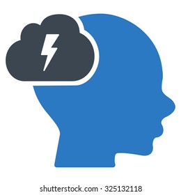 Brainstorm vector icon. Style is bicolor flat symbol, smooth blue colors, rounded angles, white background.