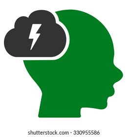 Brainstorm vector icon. Style is bicolor flat symbol, green and gray colors, rounded angles, white background.