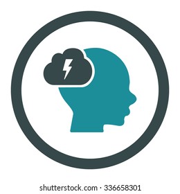 Brainstorm vector icon. Style is bicolor flat rounded symbol, soft blue colors, rounded angles, white background.